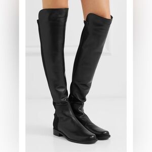 Iconic Stuart Weitzman 5050 Boot Black leather Stretch Over the Knee 7